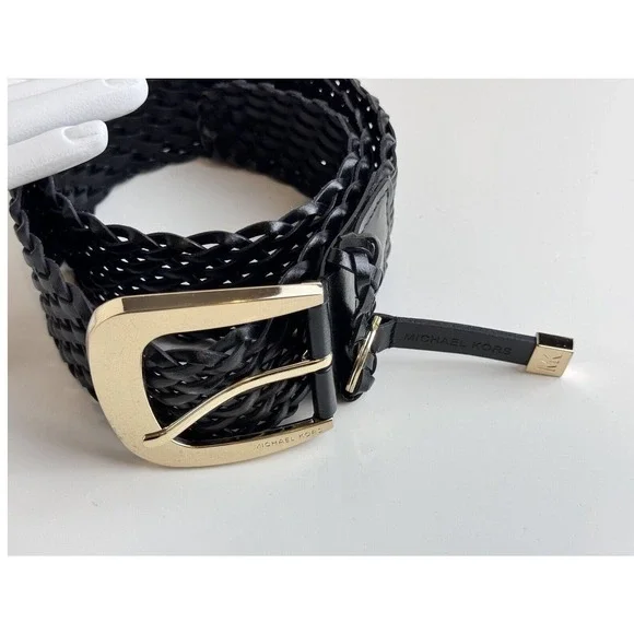 Michael Kors Black Braided Belt Gold Buckle Preppy luxurious Vintage Chic 47-20 Michael Kors Women main image 3